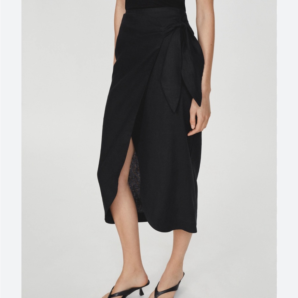 MANGO Linen-Blend Wrap Skirt - Picture 9 of 10